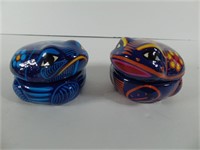 2 Pottery Frog Trinket Boxes