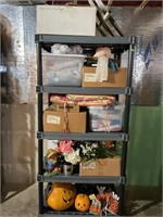 SHELF WITH CONTENTS - ARTIFICIAL FLOWERS, HOLIDAY