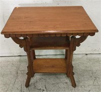 Vintage Victorian Style Red Oak Accent Table