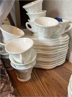 (12) Lot of milk glass, grape, and leaf pattern