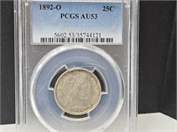 1892 O 25 Cent Graded PCGS AU53