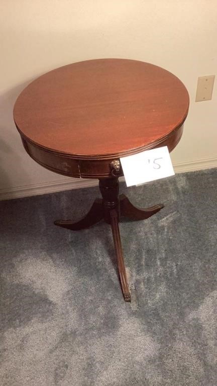 Rayon mahogany table, claw feet, 20” x 27” tall,