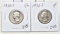 (2) 1932-S Quarters VG-F