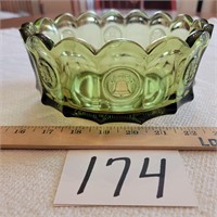 Green Coin Glass Bowl