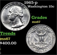 1965-p Washington Quarter 25c Grades GEM++ Unc