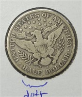 Silver U.S. Barber Half-Dollar 1912-D "Dots on Rev