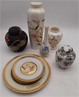 (H) Various Japanese ceramic pieces, vases plates