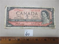 1954 CANADA 2 DOLLAR BILL