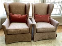 2 upholstered Hickory & White wingback chairs