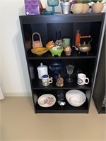 Wooden shelf, contents on shelving not included