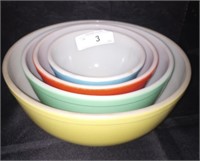 Vintage Pyrex Primary Colors Mixing Bowl Set.
