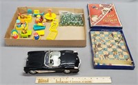 Toy Lot: Tin Car, Marbles, Game, Sesame Street