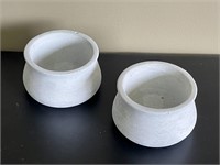Set of Two 5-inch White Wooden Bowls
