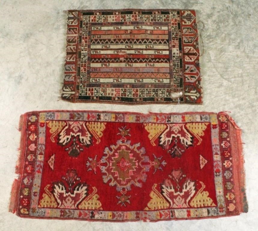 (2) Antique Persian Handmade Wool Prayer Rugs