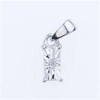 Diamond Cut Rectangular Diamond Silver Pendant