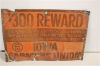 Iowa Farmers Union reward sign