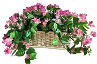 Basket of Bright Artificial Flowers