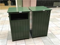 2 Green Trash Cans with Trash Can Insert
