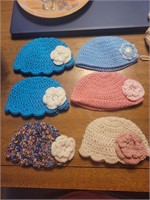 Handmade Crochet Hats. Lot of 6