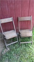 3 Vintage Folding Wooden Chairs
