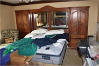 King Size Bed with Wall Cabinet and Side Armoires