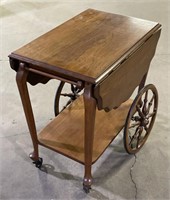 (N) Vintage Rolling Drop Leaf Tea Cart 36” x 36” x