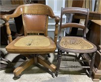 (N) Vintage Cane Bottom Chairs (damaged) 34” and