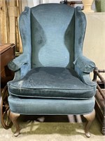 (N) Blue Felt Wingback Chair 44”