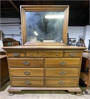 (N) 9-Drawer Dresser with Mirror 54” x 21” x 70