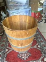 Large Wood Basket w/ metal Rings