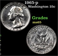 1965-p Washington Quarter 25c Grades GEM Unc