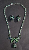 SHERMAN GREEN BLUE AB NECKLACE & EARRING SET