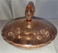 Vintage pink glass candy dish