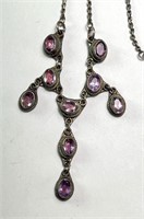 16" Vintage Sterling Amethyst Necklace 7 Grams