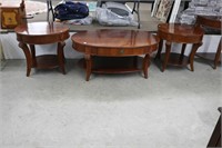 3 PIECE PINEAPPLE STYLE COFFEE AND END TABLE SET
