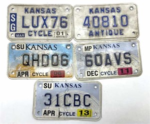 (5) Kansas Motorcycle License Plates