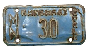1967 Kansas Motorcycle License Plate