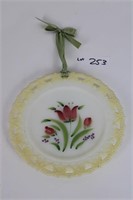 Fenton plate hand painted tulips