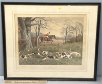 Franklin B. Voss Signed Hand Tinted Fox Hunt Print