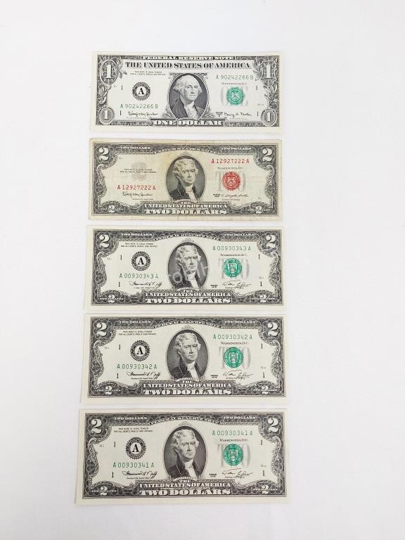 5 - U.S $2 BILLS
