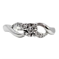 Natural Diamond Crossover Ring Sterling Silver