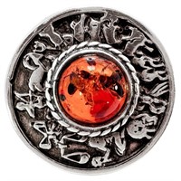 Amber Cave Painting Motif Ring Sterling Silver
