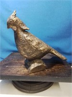 Heavy gold painted bird 8 inches tall