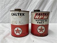 2 x Caltex quart oil tins