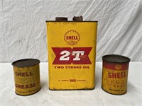 Shell 2 T gallon tin & Shell 1 lb grease tins