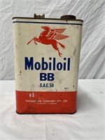 Mobiloil BB gallon oil tin