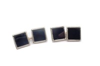 Australian Art Deco onyx & 9ct rose gold cufflinks