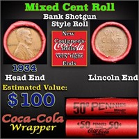 Mixed small cents 1c orig shotgun roll, 1939-p Lin