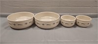 Longaberger Pottery Stackable Bowls And Custard