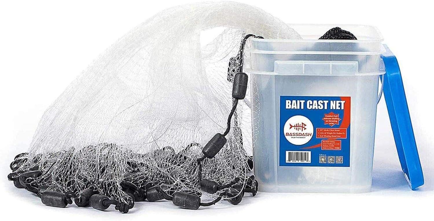 BASSDASH American Saltwater Fishing Cast Net 3/8 1